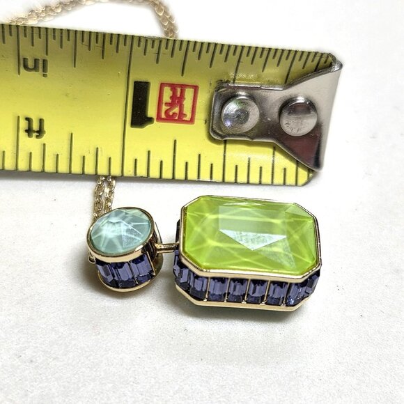 Swarovski Chroma Crystal Pendant Necklace Gold Tone Multi Colour Combination - Picture 3 of 12